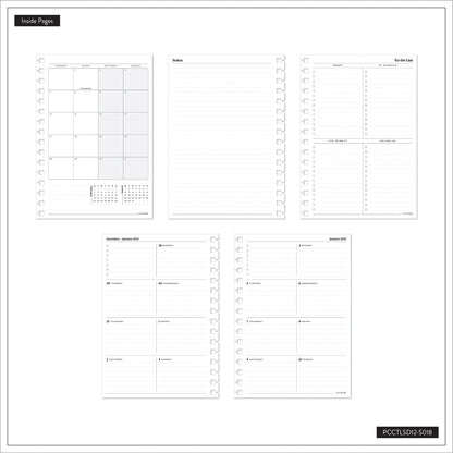 2027 Sage & Scallop Customizable Spiral Citrine Planner - Small Professional Layout - 12 Months inside pages with monthly calendar and weekly planning layouts