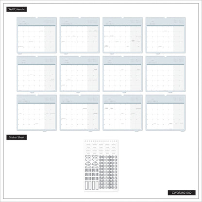 2027 Soft Frame Citrine Wall Calendar - Small - 12 Months featuring twelve monthly calendar pages and a coordinating sticker sheet in a soft neutral design
