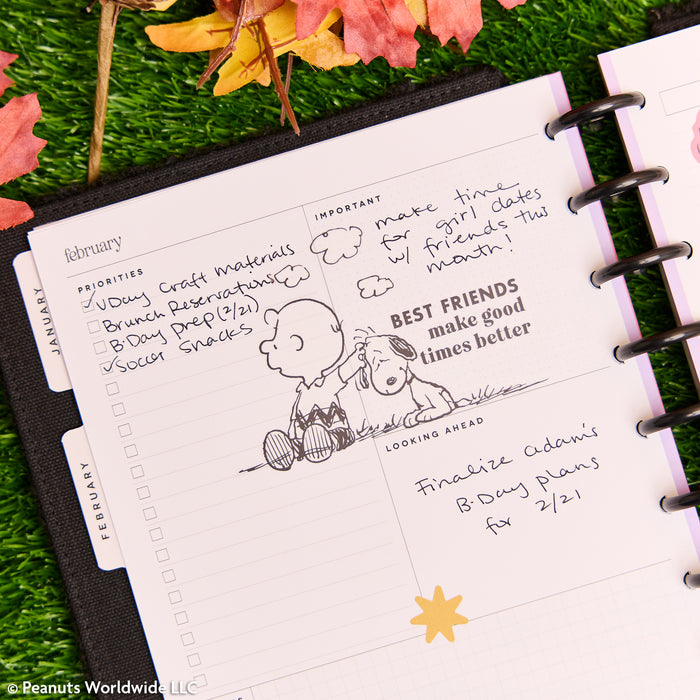 2027 SPECIALTY PEANUTS™ Customizable Planner - Classic Dashboard Layout - 12 Months with illustrated monthly planning page and checklist
