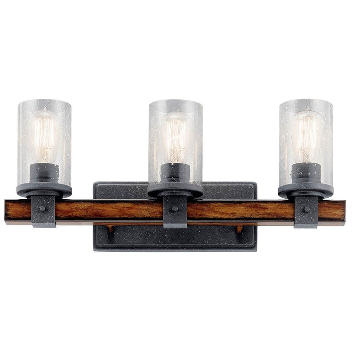 37418 - Kichler Lighting Barrington Distressed Black and Wood Vanity Light
