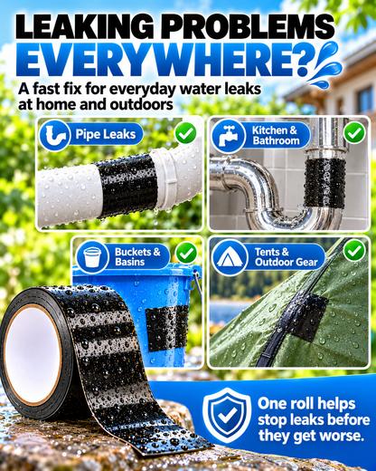 Waterproof Leak Repair Tape, Emergency Seal for Wet Surfaces, Indoor Outdoor Leak Fix for Pipes, Buckets, Hoses, Tents