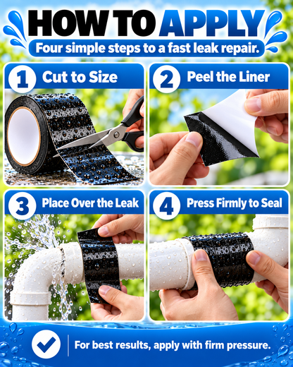 Waterproof Leak Repair Tape, Emergency Seal for Wet Surfaces, Indoor Outdoor Leak Fix for Pipes, Buckets, Hoses, Tents