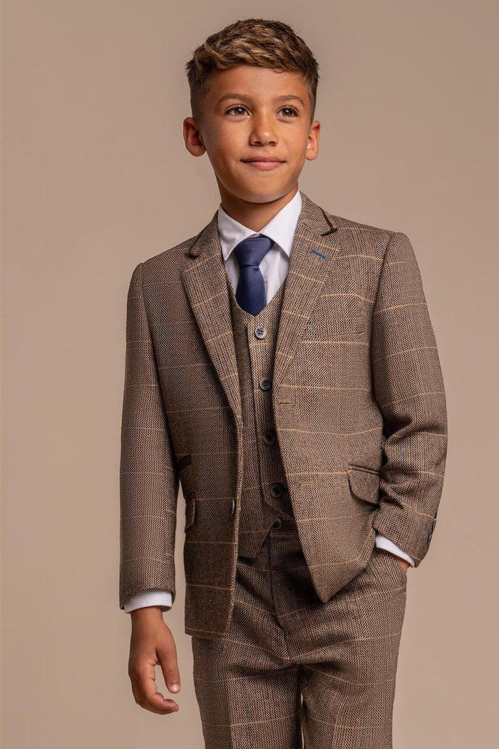 ALBERT BROWN CHECK TWEED BOYS SUIT