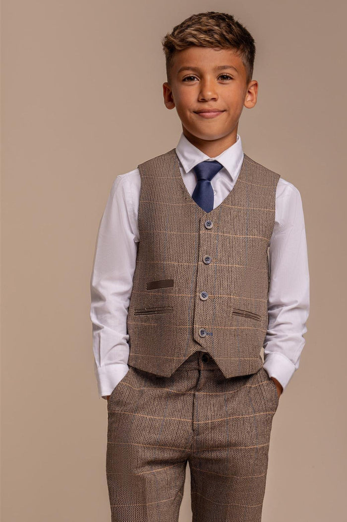 ALBERT BROWN CHECK TWEED BOYS SUIT
