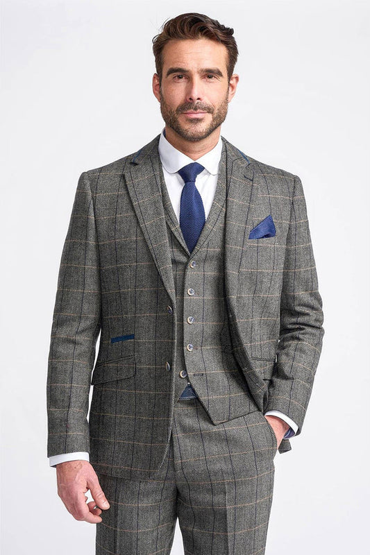ALBERT GREY CHECK TWEED BLAZER