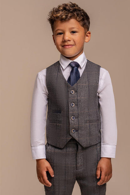 ALBERT GREY CHECK TWEED BOYS SUIT
