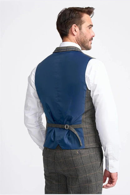 MENS ALBERT GREY TWEED THREE PIECE SUIT