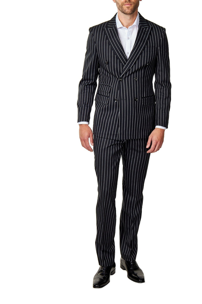 ALFRED - Black Chalk Stripe Double Breasted Suit