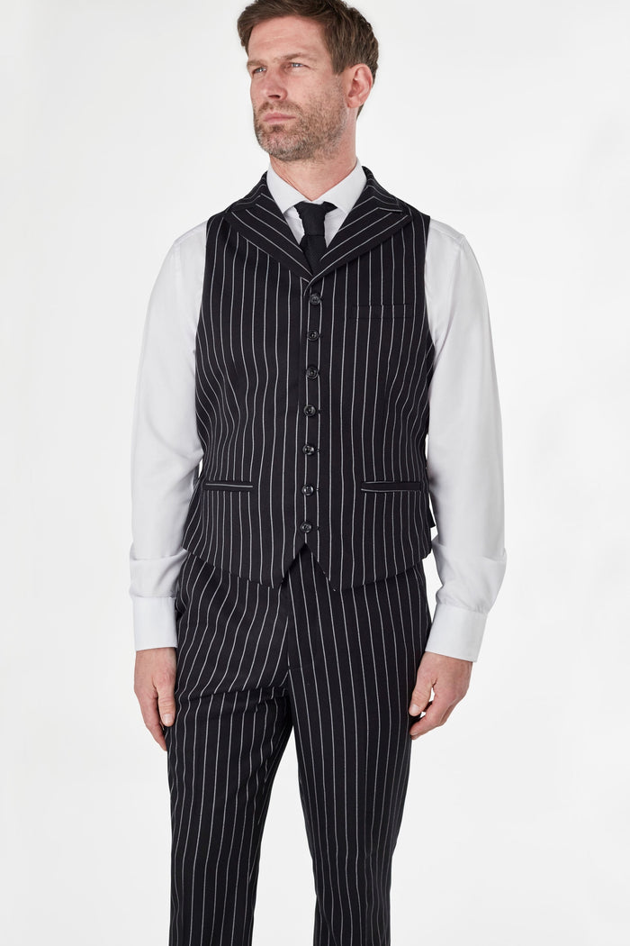 ALFRED - Black Chalk Stripe Double Breasted Suit