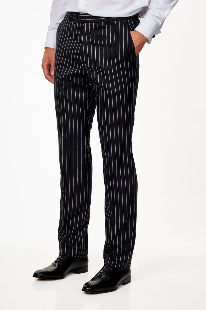 ALFRED - Black Chalk Stripe Double Breasted Suit