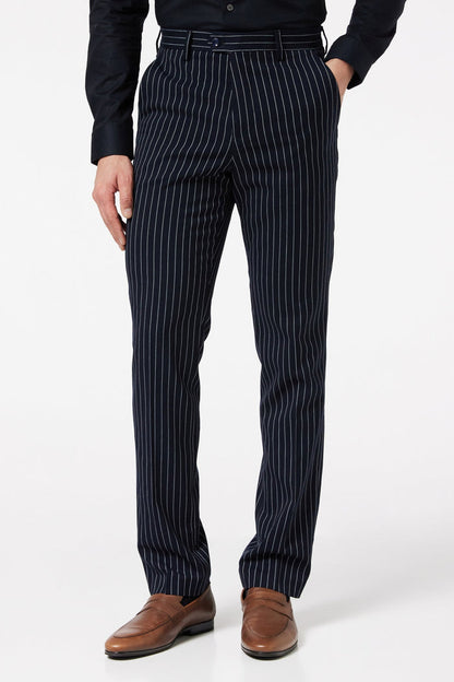 Men's Alfred Navy Double Breasted Pinstripe 5-Piece Suit Bundle