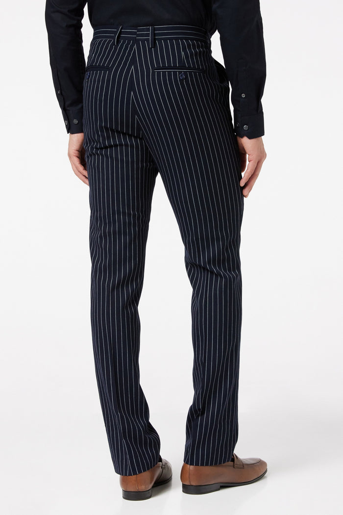 ALFRED - NAVY BLUE PINSTRIPE TROUSER