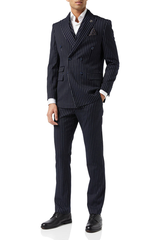 ALFRED - Navy Chalk Stripe Double Breasted Suit