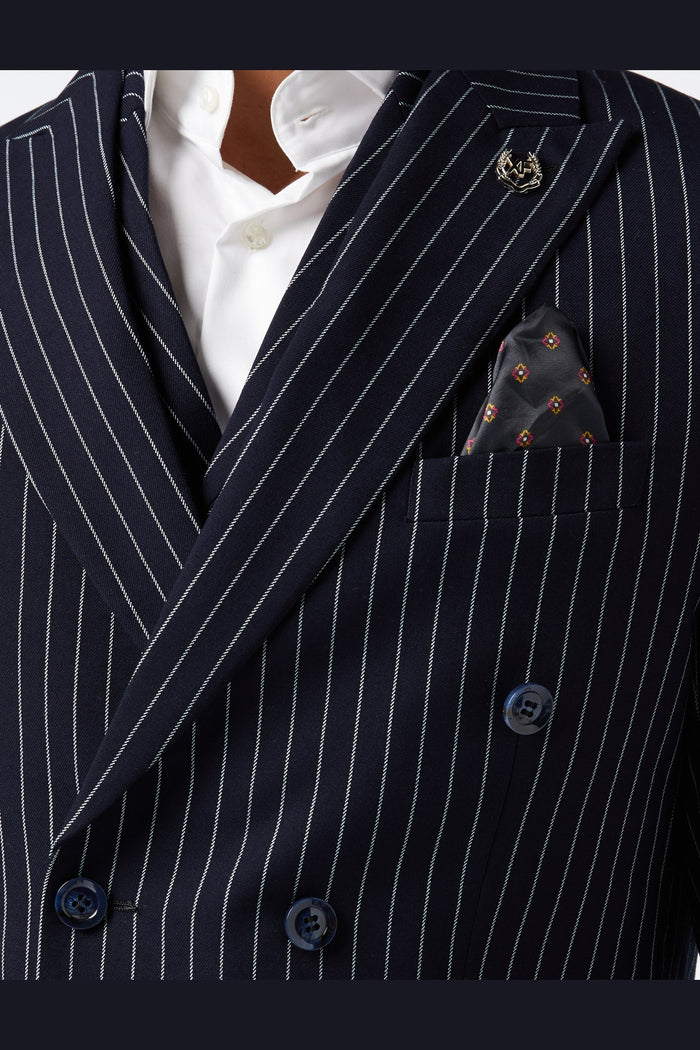 ALFRED - Navy Chalk Stripe Double Breasted Suit