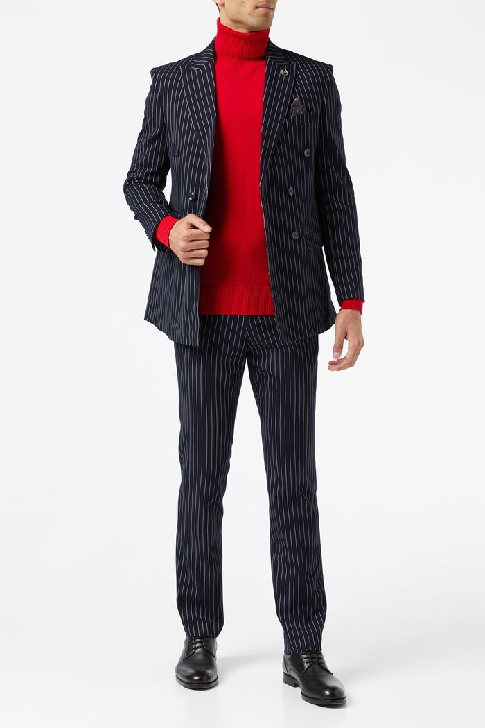 ALFRED - Navy Chalk Stripe Double Breasted Suit