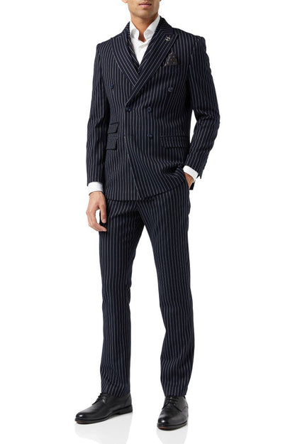 ALFRED – NAVY DOUBLE BREASTED PINSTRIPE BLAZER