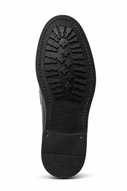 ASCOT Men’s Black Snake-Effect Leather Snaffle Loafers