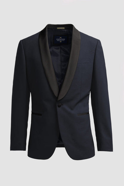 ASPEN – Midnight Navy Wool Blend Tuxedo Jacket