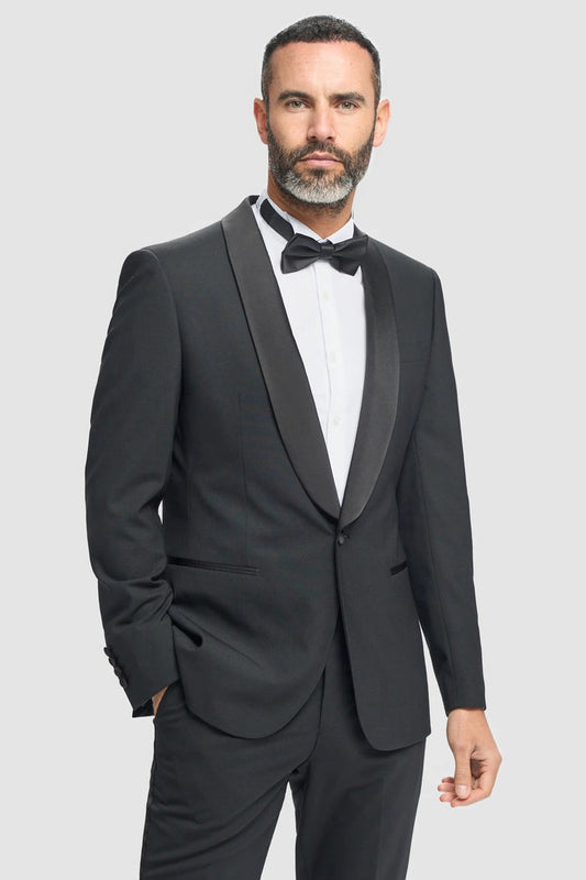 Aspen Black Single Breasted Wool Blend 4-Piece Suit Bundle
