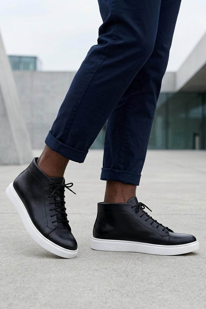 ASTER Men’s Black Leather Ankle Trainer Boots