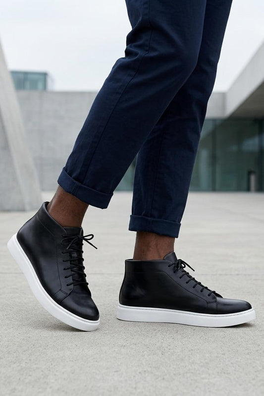 ASTER Men’s Black Leather Ankle Trainer Boots