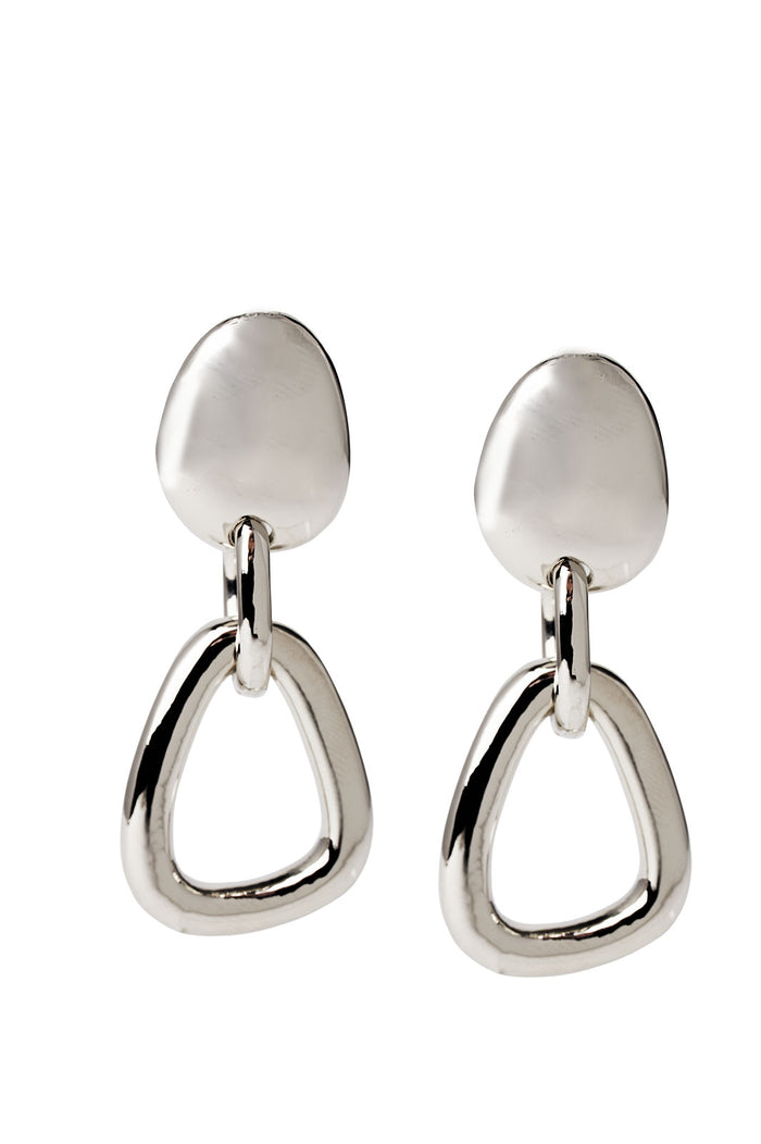 Asymmetrical Link Drop Earrings, Rhodium | Ming Wang