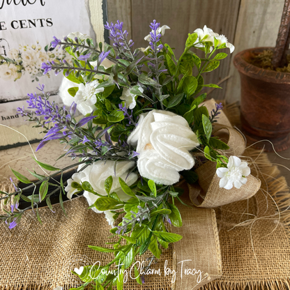 Bathroom Decor Bundle Faux Book, Floral Bouquet and Riser Set