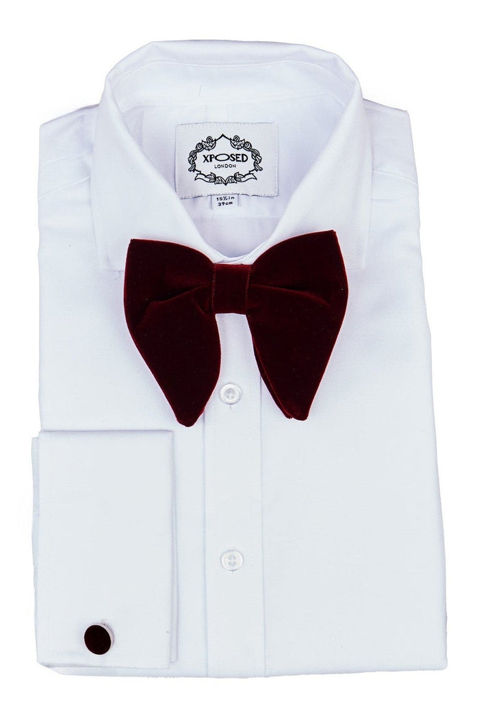 BIG MAROON VELVET BOW TIE SET