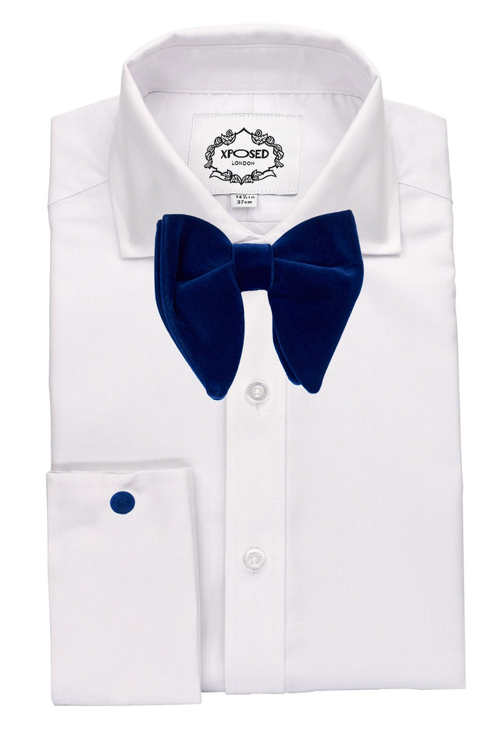 BIG NAVY VELVET BOW TIE SET