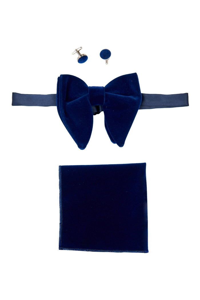 BIG NAVY VELVET BOW TIE SET