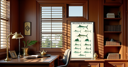 Billfish Wall Chart - Marlin, Sailfish, Swordfish, Spearfish Identification Poster
