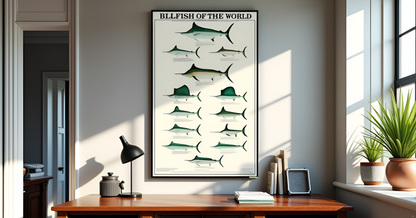 Billfish Wall Chart - Marlin, Sailfish, Swordfish, Spearfish Identification Poster
