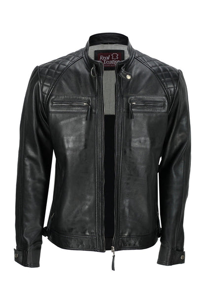 BLACK BIKER LEATHER JACKET