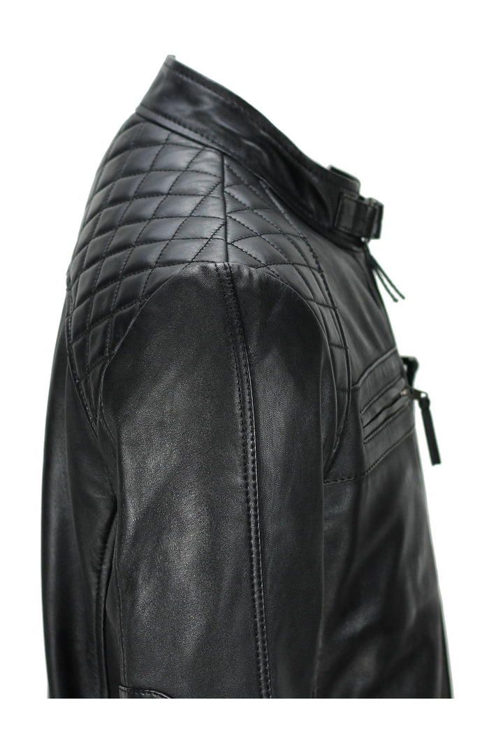 BLACK BIKER LEATHER JACKET