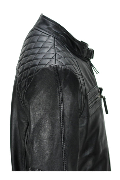 BLACK BIKER LEATHER JACKET