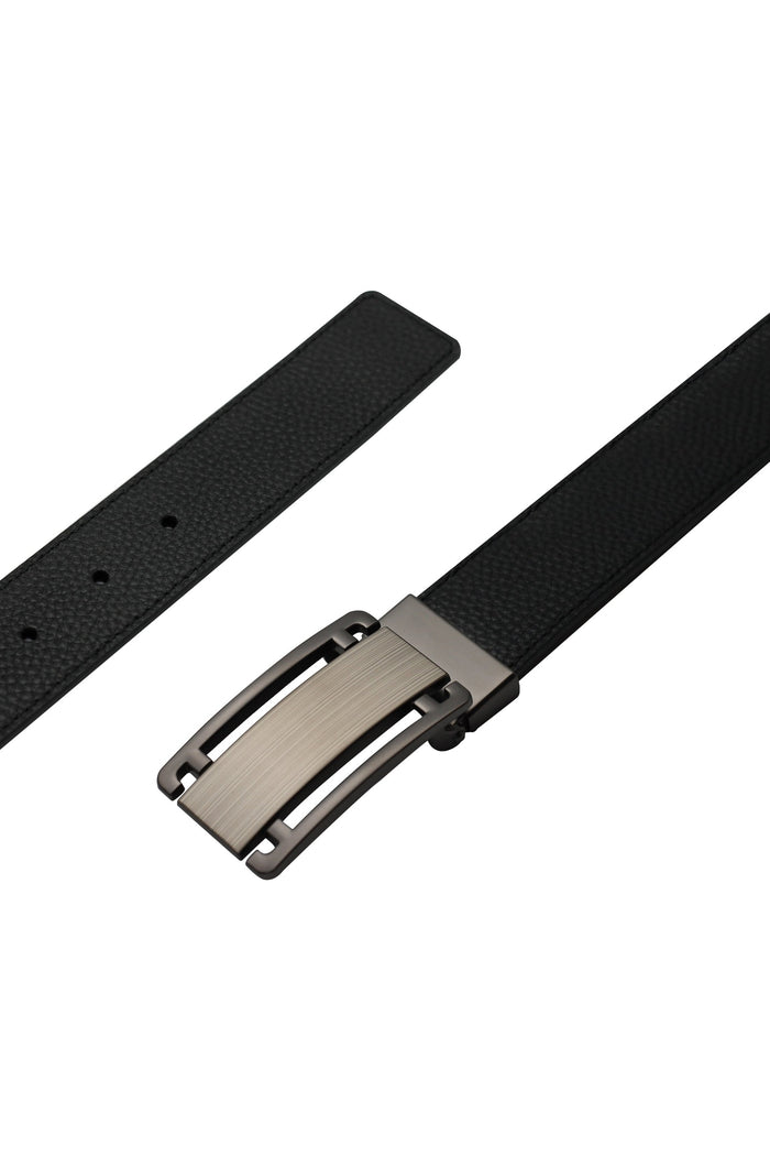 BLACK & BROWN GRAIN LEATHER PIN BUCKLE REVERSIBLE BELT