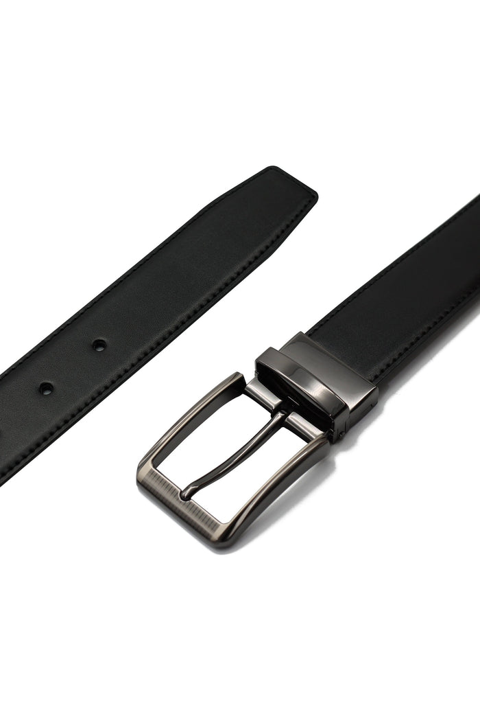 BLACK & BROWN LEATHER REVERSIBLE BELT