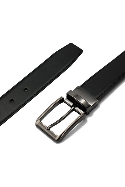 BLACK & BROWN LEATHER REVERSIBLE BELT