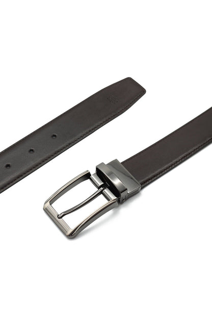 BLACK & BROWN LEATHER REVERSIBLE BELT