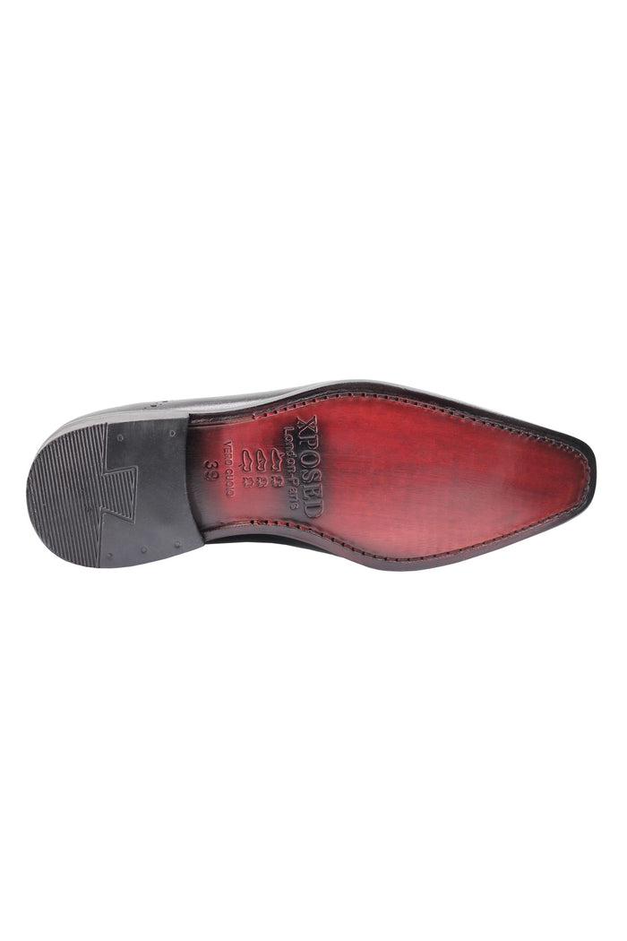 BLACK CALF LEATHER OXFORD LACE UP BROGUE SHOES