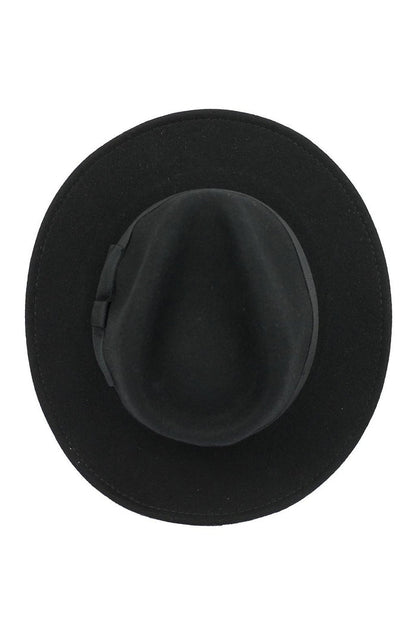 Black Crushable Fedora 100% Wool Wide Brim Hat