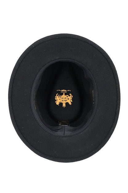 Black Crushable Fedora 100% Wool Wide Brim Hat