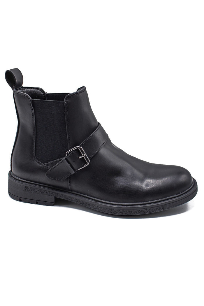BLACK DEALER BIKER STRAP BOOTS