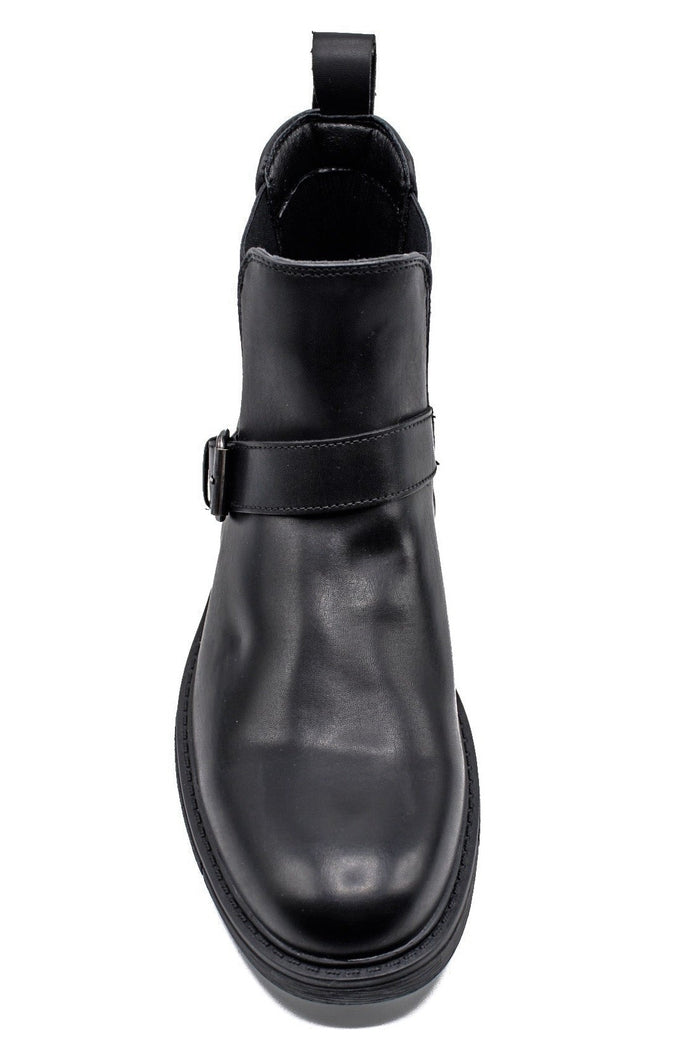 BLACK DEALER BIKER STRAP BOOTS