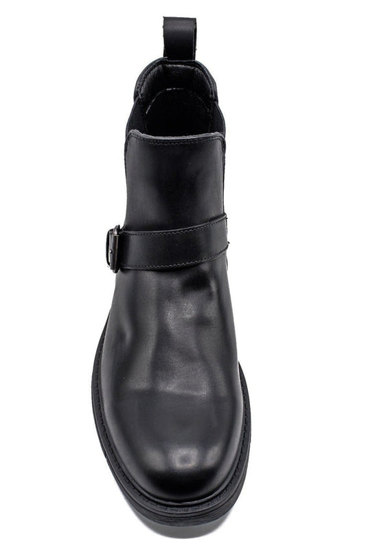 BLACK DEALER BIKER STRAP BOOTS