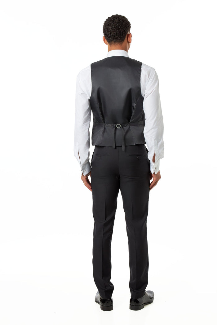 Ivory & Black Jacquard 3-Piece Wedding Tuxedo Suit