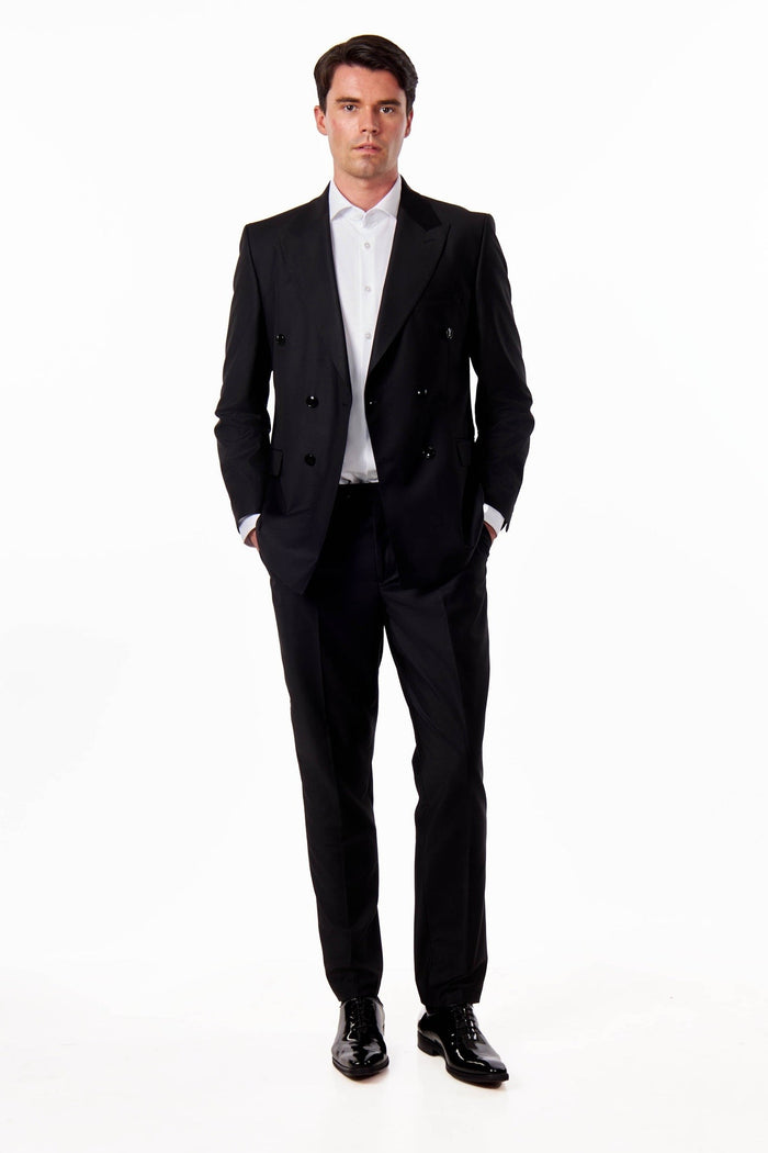 Black Double Breasted Suit – Slim Fit Tuxedo Jacket & Trouser