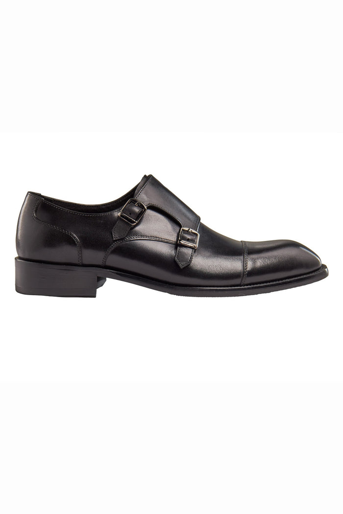 BLACK DOUBLE MONK SHOES