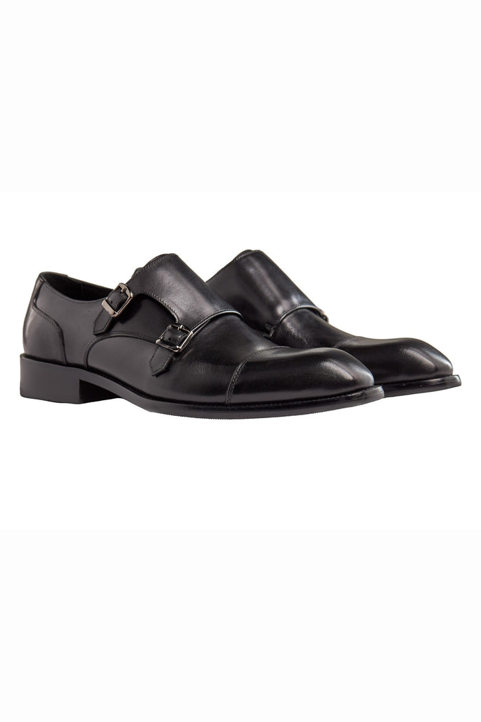 BLACK DOUBLE MONK SHOES
