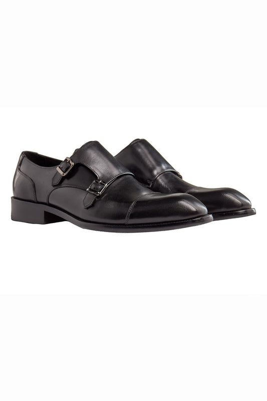 BLACK DOUBLE MONK SHOES